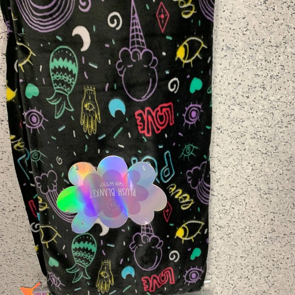 Pop Art Doodle Print Icecream Rainbow Palmistry Moon Eye Oversized Plush Blanket - Picture 7 of 12